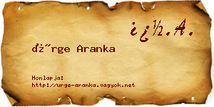 Ürge Aranka névjegykártya